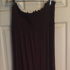 Brown Full Length Tube Top Summer Dress